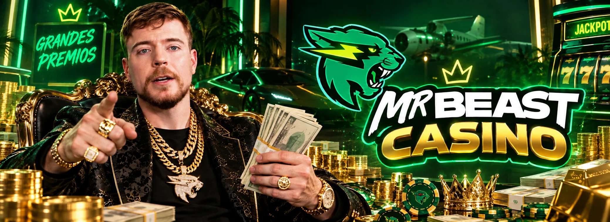 Banner de MrBeast Casino Argentina con el bono de bienvenida de 200% hasta $2.000.000 y 250 giros gratis